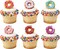 Donut Cupcake Rings, Cake Toppers, Multicolored Food Safe Decorations For Parties– 24 Pack